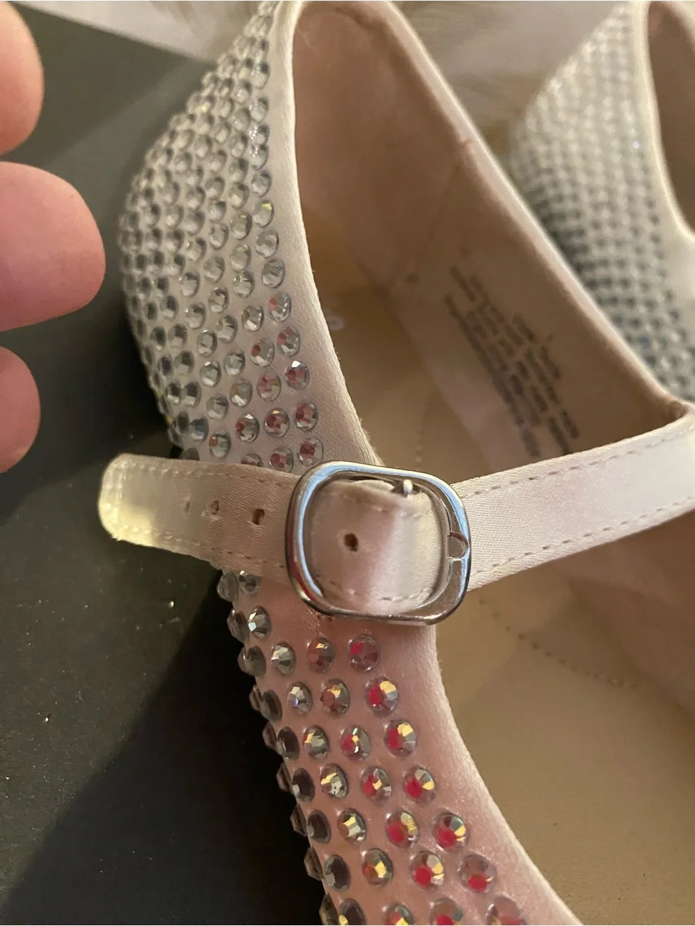 art class Girls' Ivory Rhinestone Mary Jane Flats